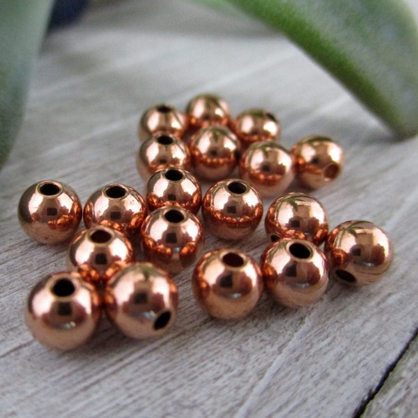 Pure COPPER BEADS 4.5MM Round 50 Pieces