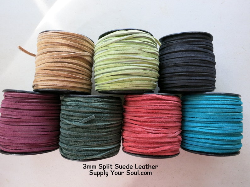 3mm Split Suede Lace, 3mm x 2mm, 5 Yards, Color Choices, Ready to Ship image 2