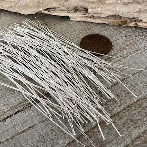 Sterling Silver 26G 3" Head Pins, Set of 10,  1mm Head Diameter, Ready To Ship