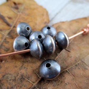 8x5mm Navajo Pearls Saucer, Oxidized Sterling Silver Beads, 1.6mm Hole, You Get 2 Beads