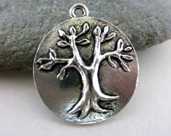 Tree of Life Pendant, Antique Pewter, 22x20mm with 1.5mmID Loop, Made in USA