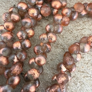 4x4mm Crystal Copper Etched Mushrooms, Czech Glass Beads, Strand of 50,  Ready to Ship