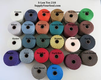 S-Lon Tex 210 Beading Cord, Kumihimo, Micro Macrame, Crochet Cord, 0.5mm Diameter, 77 Yard Spool, Choice of Colors