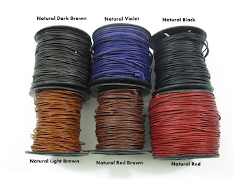 0.5mm Leather Cord, Natural Dyes, 10 Meter Spool