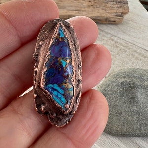 Purple Mojave Turquoise Button, 39x26mm, Electroformed Copper with Shank, Optional Clasp, Gemstone Focal Button, One of a Kind image 2