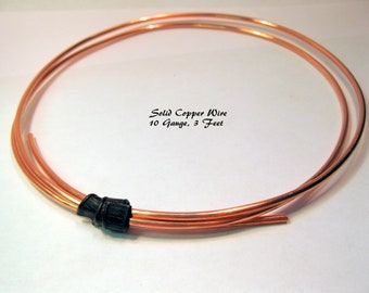 SOLID COPPER WIRE 10 Gauge, 3 Feet, Ready to Ship!