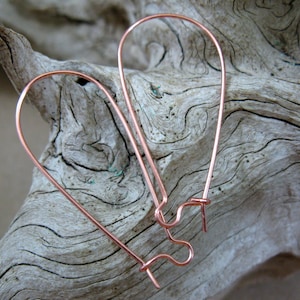 1 1/2 Inch Kidney EAR WIRES, 21G Copper Earring Findings, 20 Pairs, Ready to Ship
