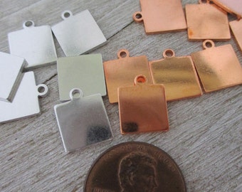 3/8" Square ImpressArt Premium Metal Tags, 18G Copper or 16G Aluminum, Set of 12