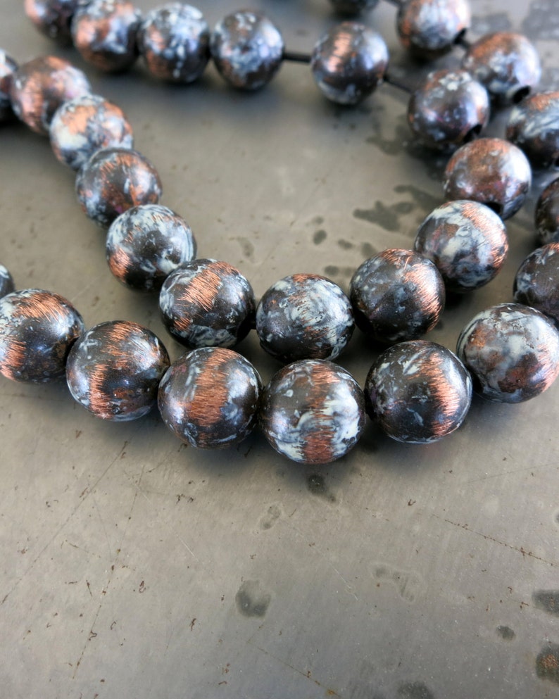 10 White Buffalo Patina Beads, Copper Beads, Hand Applied Patina, Choose 4mm, 6mm, 8mm or 9.5mm Beads image 4