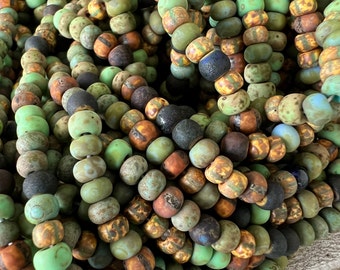 5/0 Bamboo Forest Matte Picasso Mix, 4.5mm Strand Approximately 160 Beads, Czech Glass Seed Beads, 1mm Hole