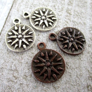 Mykonos Sun Charms, 2 Macedonian Sun Metal Casting (15x19mm)
