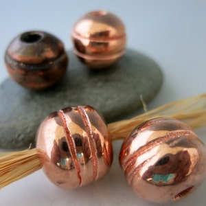 Mykonos Copper Ceramic Donut Bead: Ridged Metallized Bead with 4mm Hole bild 1