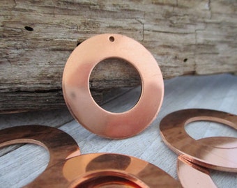 18G Premium Copper 1" Washer with Hole, Set of 6