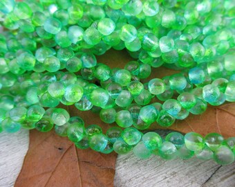 Sea Witch Etched Mushroom Beads, 4x4mm, Czech Glass Beads, Strand of 50,  Ready to Ship