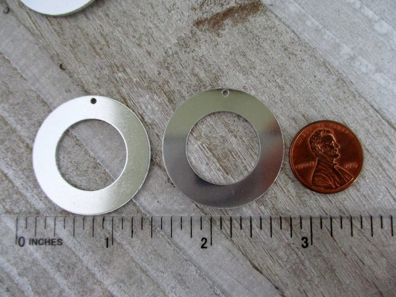 1 1/4 Aluminum Washers w/ Punched Hole, ImpressArt 16G Premium Round Washer Stamping Blanks, Ready to Ship image 2