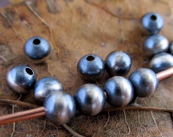 4mm Desert Pearls, Oxidized Sterling Silver Beads, 1mm Hole, You Get 10 Beads