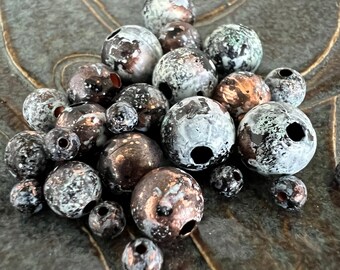 10 White Buffalo Patina Beads, Copper Beads, Hand Applied Patina, Choose 4mm, 6mm, 8mm or 9.5mm Beads