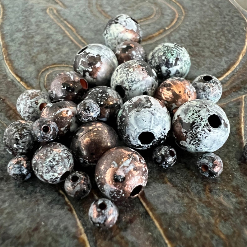 10 White Buffalo Patina Beads, Copper Beads, Hand Applied Patina, Choose 4mm, 6mm, 8mm or 9.5mm Beads image 1