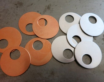 7/8 Inch OD Offset Washer Blanks, Set of 4, Aluminum or Copper, Ready to Ship!