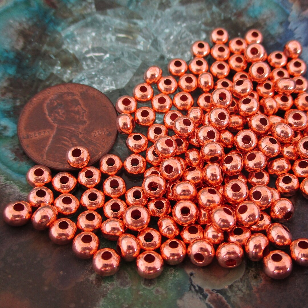 COPPER BEADS 4.8MM Rondelles 50 Pieces, Bright Sealed Copper, Made in ...