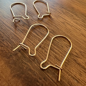 2 Pair Gold Filled 1&quot; Kidney Ear Wires, 22 Gauge, 11x22mm, Made in USA