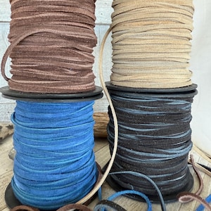 3mm Split Suede Leather Lace, Jewelry Garment Crafting, 3 Yards