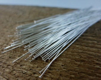 Sterling Silver 24G 3" Head Pins, Set of 10, Ready To Ship