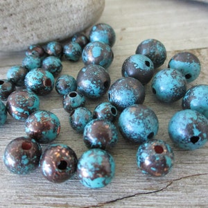 10 TIDELINE Patina Beads, Copper Beads, Hand Applied Patina, Choose 4mm, 6mm, 8mm or 9.5mm Beads