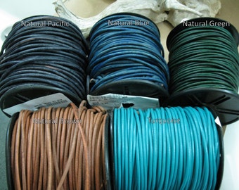 3mm Leather Cord - 3 Yards - Blue, Green, Brown, Turquoise colors, Ready to Ship!