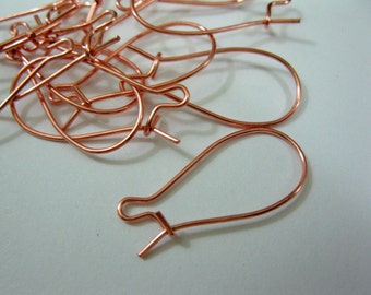 1 Inch COPPER Kidney EARWIRES, 10 Pairs