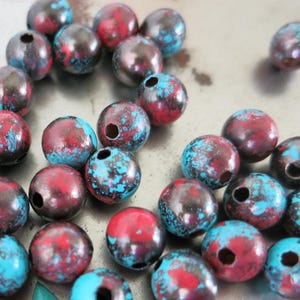 10 Sonora Sunrise Patina Beads, Copper Beads, Hand Applied Patina, Choose 4mm, 6mm, 8mm or 9.5mm Beads