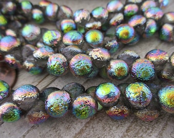 9x8mm Northern Lights Mushroom Beads, Czech Glass Beads, Strand of 30,  Ready to Ship