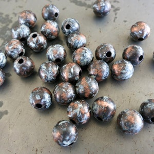 10 White Buffalo Patina Beads, Copper Beads, Hand Applied Patina, Choose 4mm, 6mm, 8mm or 9.5mm Beads image 2
