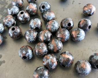 10 Cookies n Cream Patina Beads, Copper Beads, Hand Applied Patina, Choose 4mm, 6mm, 8mm or 9.5mm Beads