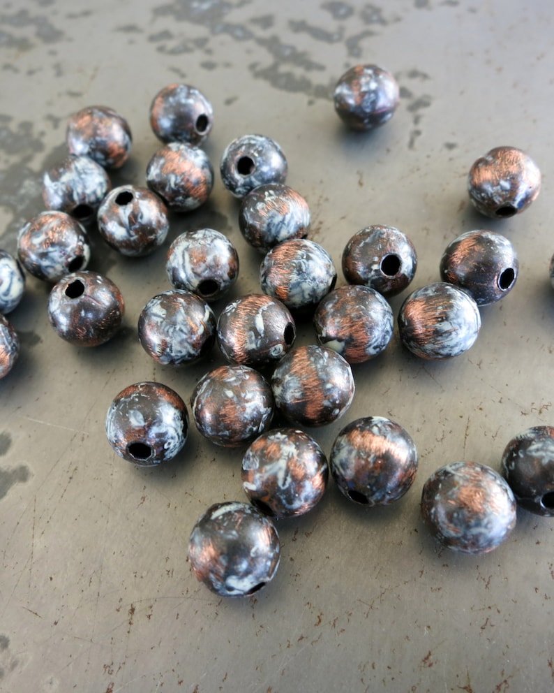 10 White Buffalo Patina Beads, Copper Beads, Hand Applied Patina, Choose 4mm, 6mm, 8mm or 9.5mm Beads image 2