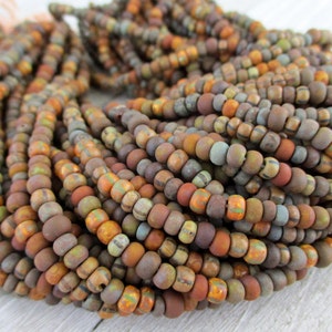 6/0 Rustic Cabin Matte Picasso Bead Mix, Full Strand 200 Beads, 4mm Czech Glass Seed Beads