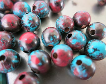 10 Sonora Sunrise Patina Beads, Copper Beads, Hand Applied Patina, Choose 4mm, 6mm, 8mm or 9.5mm Beads