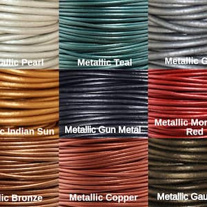 Metallic Colors Leather Cord, 10 Meter Spool, Choose 0.5mm or 1mm, Top Quality, Made in India, Choice of Colors