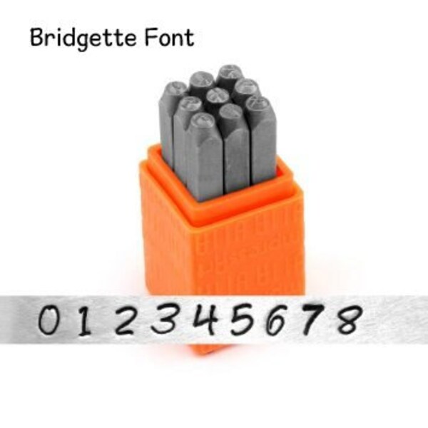 Bridgette Zahlen gesetzt, Impressart Metall Stanzwerkzeuge, 3mm Bridgette Font