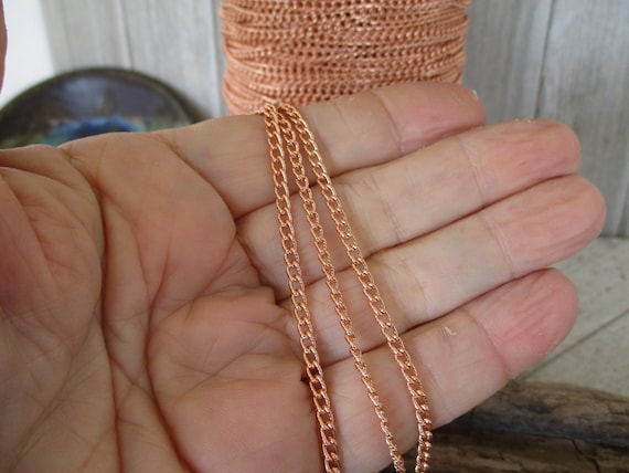 Real Copper Necklace or Bracelet, Choose Length, Pure Copper Curb Chain Bright or Antiqued with Copper Plated Clasp