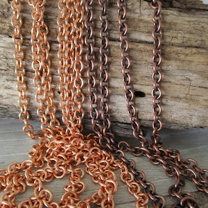 COPPER CABLE CHAIN, 4.25mm x 3.6mm links, Pure Copper Bulk Chain, No Clasp, Choose Bright or Oxidized by the inch or foot