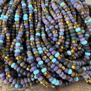 6/0 Picasso Stripe and Lavender/Light Blue Seed Bead Mix, Full Strand 200 Beads, Czech Glass Seed Beads