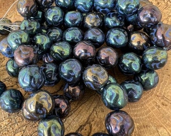 10mm  Bronze Purple Round Rose Glass Beads, Strand of 15, Czech Glass Beads, Boho Beads