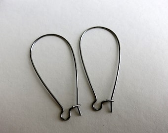 Stainless Steel Kidney EARWIRES,  1 1/2" length, 20 Pairs