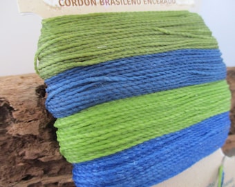 Knot It Tex 480 Polyester 2-ply Waxed Brazilian Cord - Hang Loose Blues and Greens, 4 Colors x 15 Yards Each, Jewelry Making, Macrame