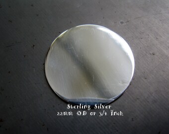 Sterling Silver Round Disc, Engraving Stamping Blank, 22mm OD or 3/4 Inch, 24 Gauge, ON SALE! 15% Off, Ready to Ship!