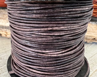 1mm Natural Dark Brown Leather Cord Natural Dye, 50 Meter Spool, Bulk Leather Cord for Crafts