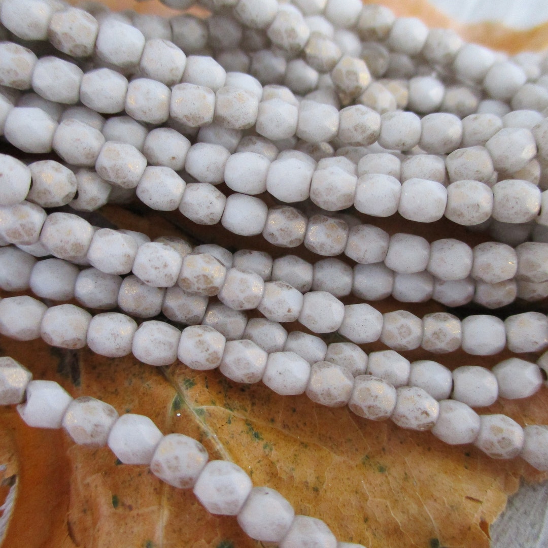 4mm Eggshell Etched Gold Beads Faceted Fire Etched Crystal Etsy