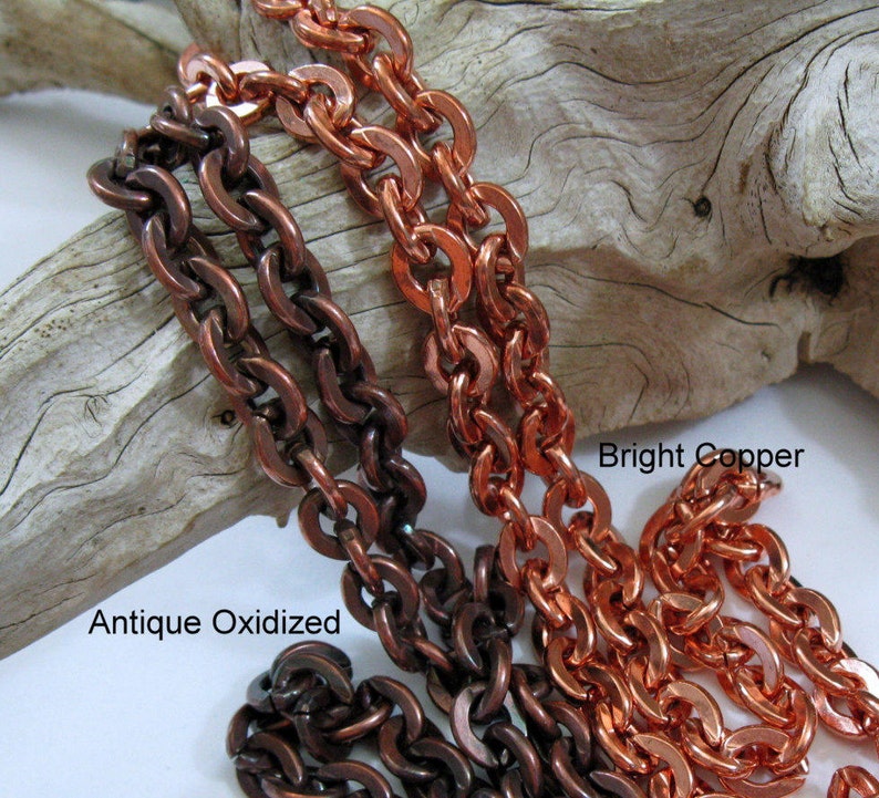 COPPER HEAVY CABLE Chain, Hand Oxidized or Raw Copper, 11 x 8.7mm, Bulk Chain No Clasp, 6 to 72 inches image 1