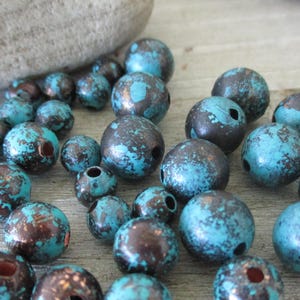 10 TIDELINE Patina Beads, Copper Beads, Hand Applied Patina, Choose 4mm, 6mm, 8mm or 9.5mm Beads